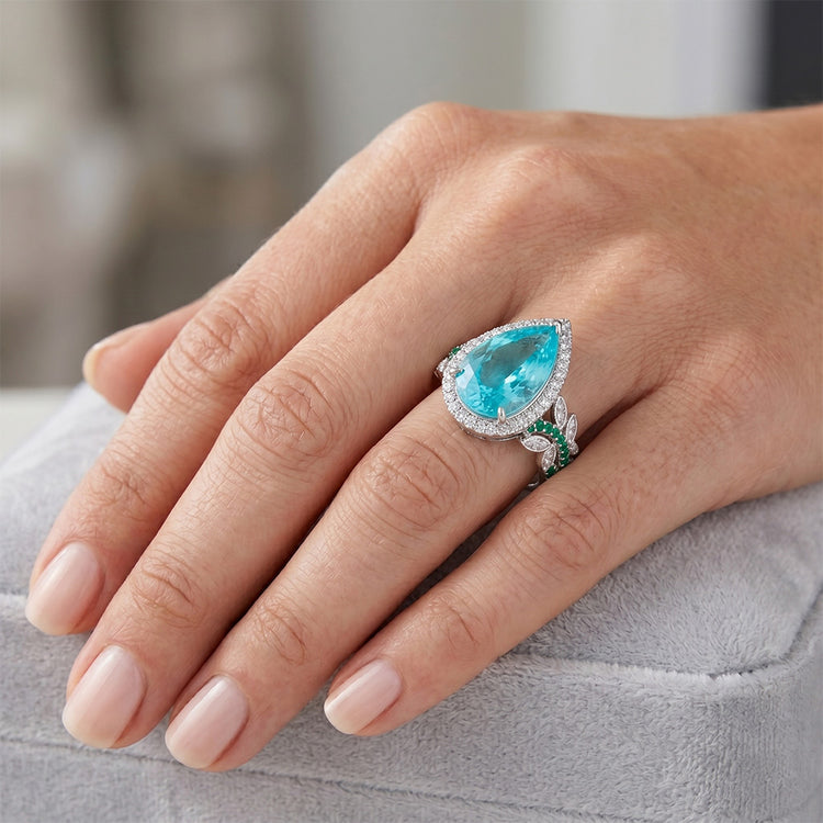 Or Blanc 14 Carats VVS Tourmaline Paraiba Bague de Fiançailles