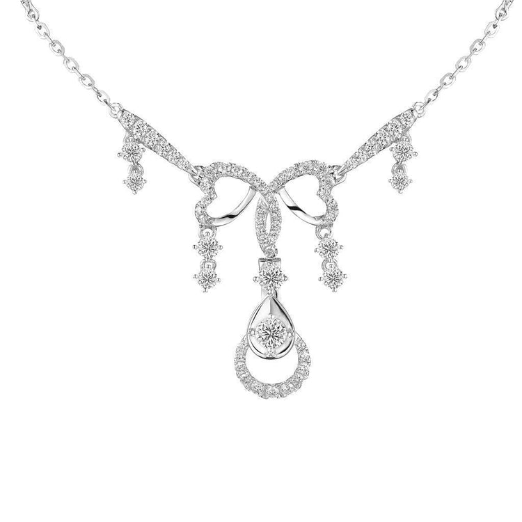 Or Blanc 14K Small Taille Ronde 5 Ct. Collier Dame Véritable Diamants