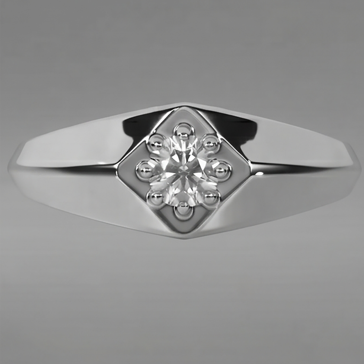 Or Blanc Hommes Bague Véritable Diamant