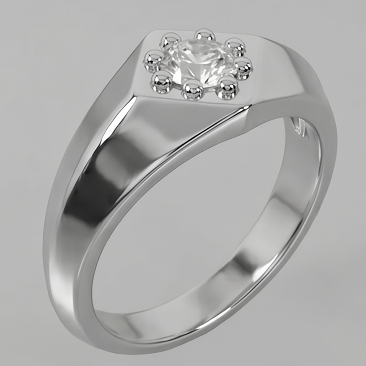 Or Blanc Hommes Bague Véritable Diamant