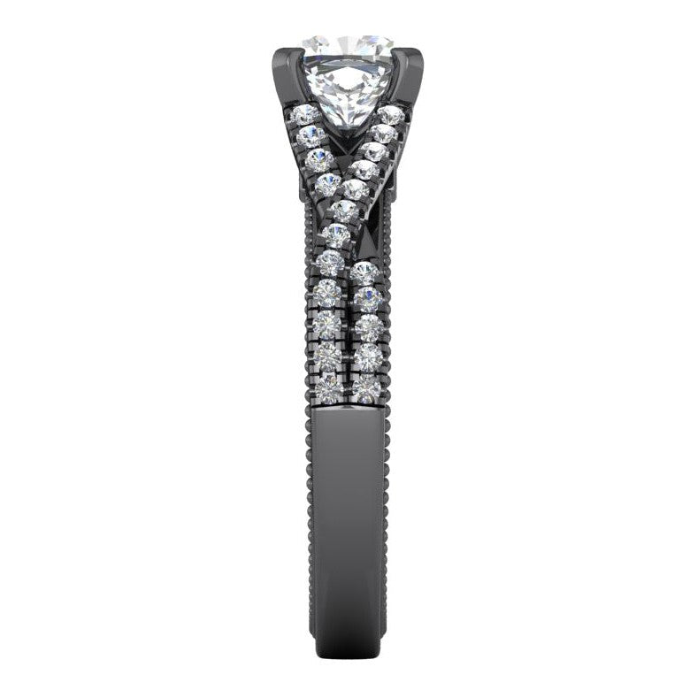 Or Noir Véritable Coussin Diamants Femme Bague Avec Accents