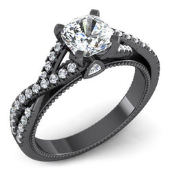 Or Noir Véritable Coussin Diamants Femme Bague Avec Accents