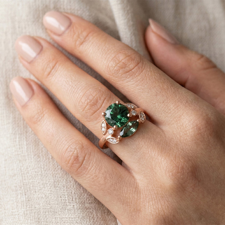 Or Rose 14 Carats Pureté VVS Dendritic Agate Bague Pierre