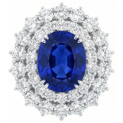 Or blanc 14 carats 10 carats. Bague Saphir Coussin Et Diamants Naturels Extraits des Mines ( et non cultivés en laboratoire ) Ronds