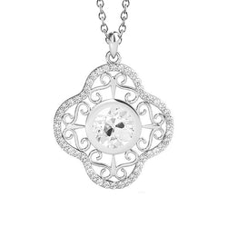 Or blanc Pendentif Réel diamant rond serti clos