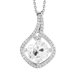 Or blanc Pendentif Réel diamant rond