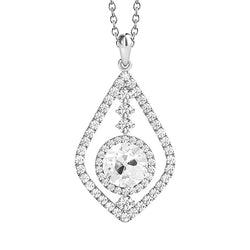 Or blanc Pendentif halo de Réel diamants ronds