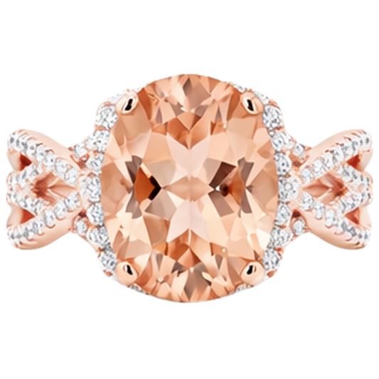 Or rose 14 carats 11.50 ct. Bague Anniversaire Morganite Avec Diamants Naturels Extraits des Mines ( et non cultivés en laboratoire )