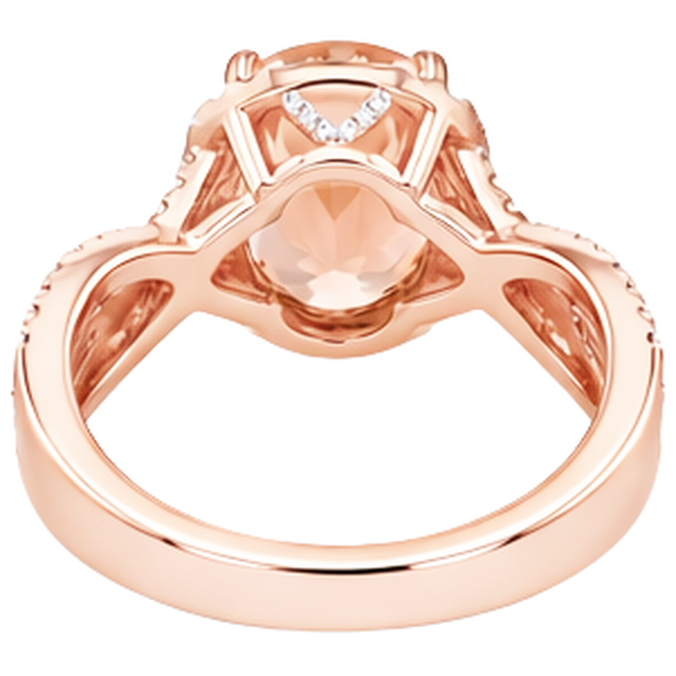 Or rose 14 carats 11.50 ct. Bague Anniversaire Morganite Avec Diamants Naturels Extraits des Mines ( et non cultivés en laboratoire )