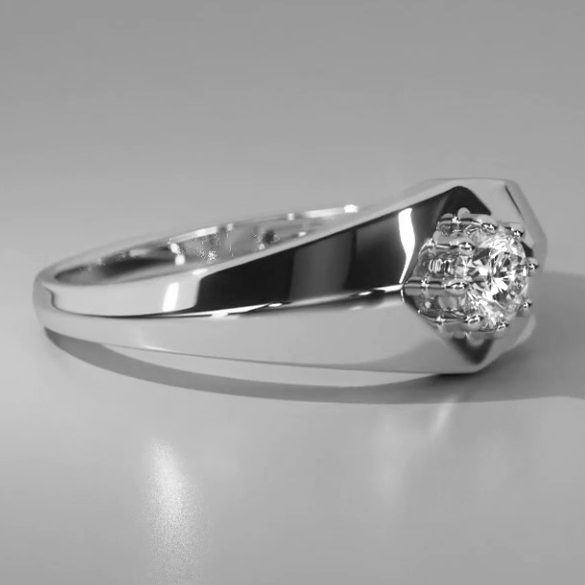 Or Blanc Hommes Bague Véritable Diamant