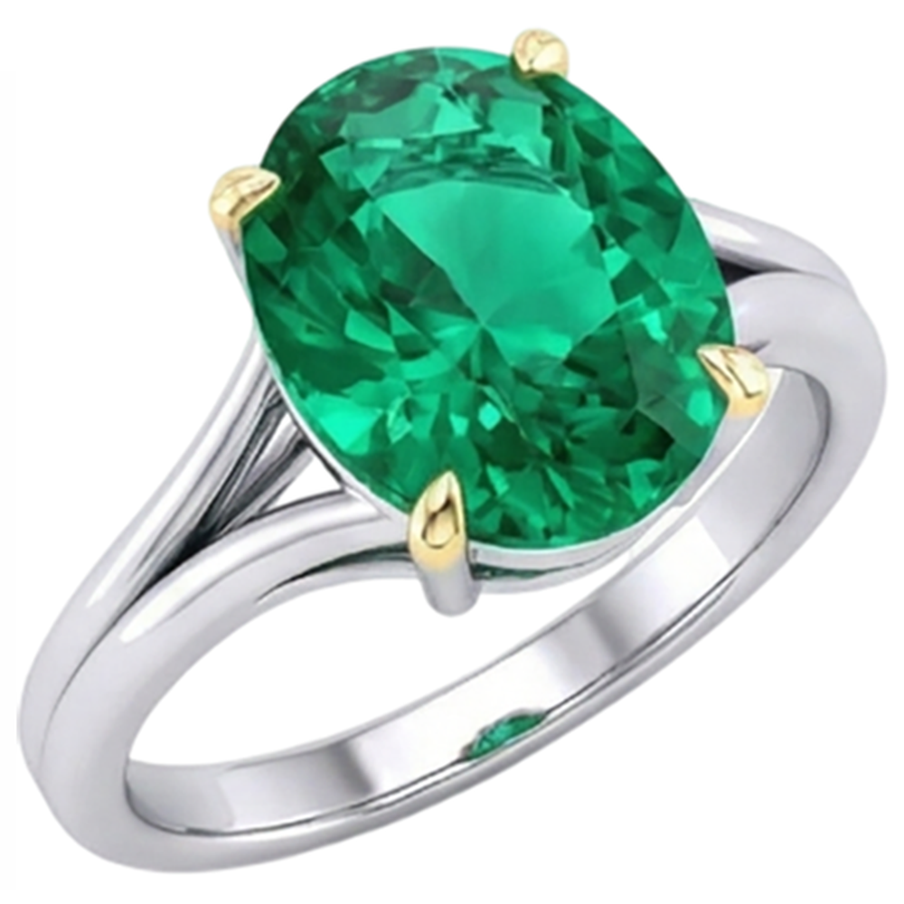 Exquis Émeraude Fine Bague Pierre de Couleur 3,50 carats – vue de face