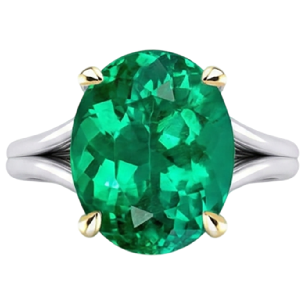 Émeraude Fine Bague Pierre de Couleur – vue de côté