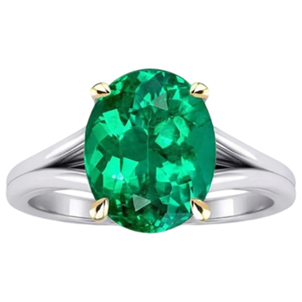 Exquis Émeraude Fine Bague Pierre de Couleur 3,50 carats – vue de profil