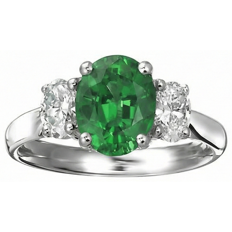Émeraude Green Emerald Ring 6,50-carats Or Blanc 14 Carats – vue de face