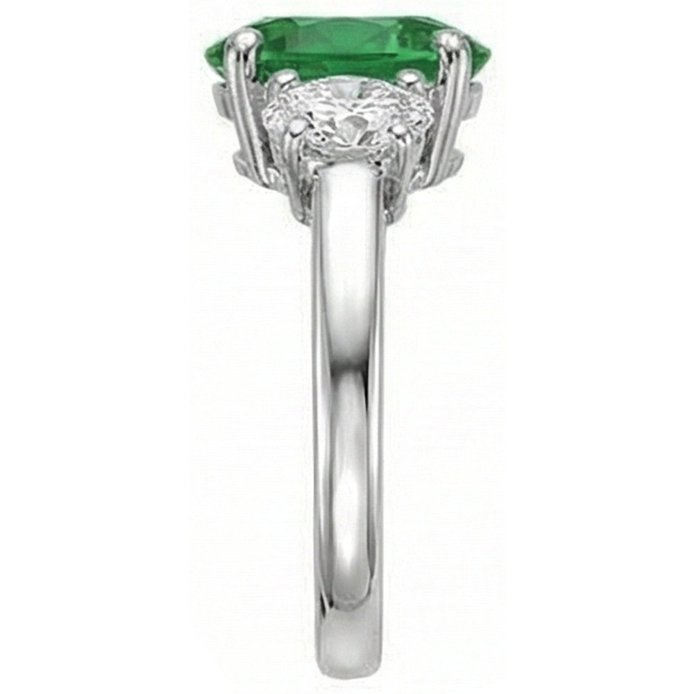 Émeraude Ovale Green Emerald Ring en Or Blanc 14 Carats – vue d'angle