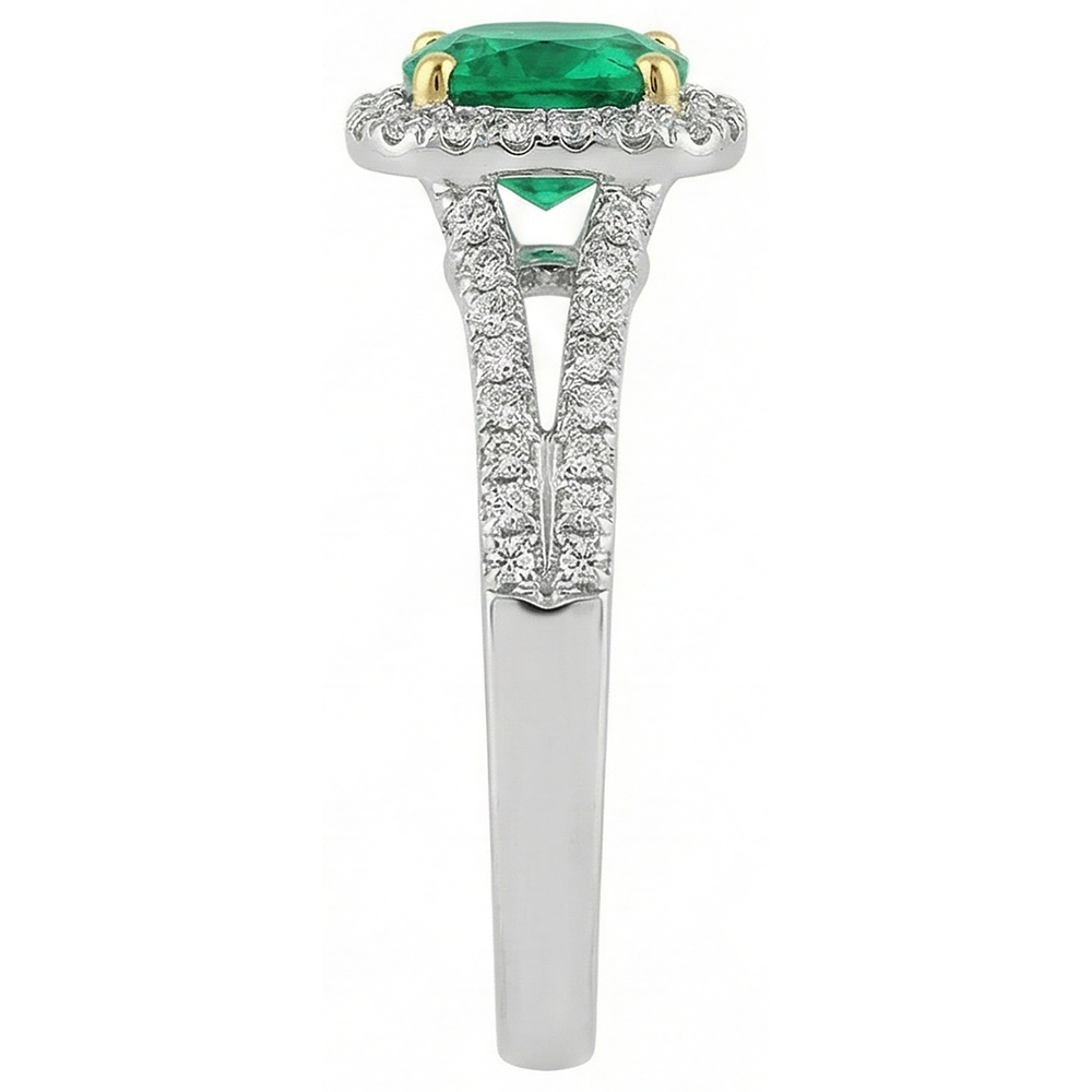 Émeraude Colombienne Bague Pierre Précieuse 2 carats Or Deux Tons 14 Carats – vue de dessus