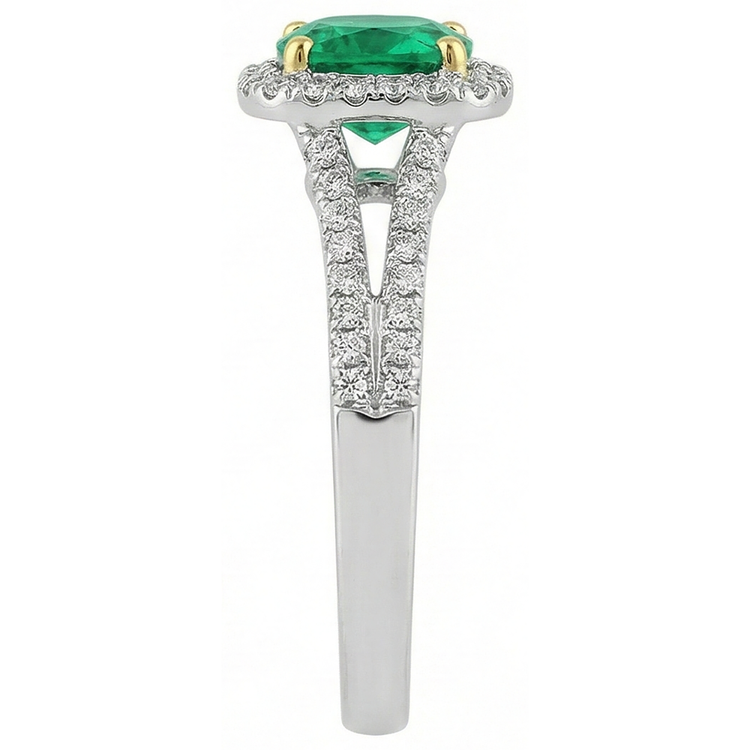 Émeraude Colombienne Bague Pierre Précieuse 2 carats Or Deux Tons 14 Carats – vue de dessus