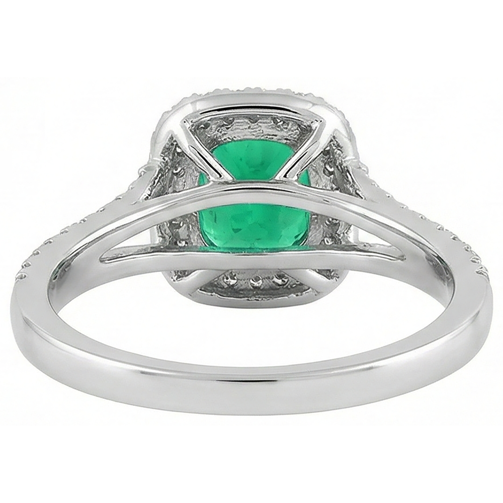 Éblouissant Émeraude Colombienne Bague Pierre Précieuse 2 carats – vue arrière