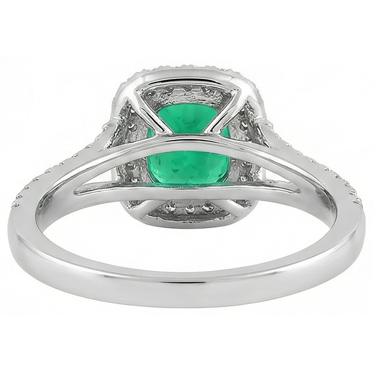 Éblouissant Émeraude Colombienne Bague Pierre Précieuse 2 carats – vue arrière