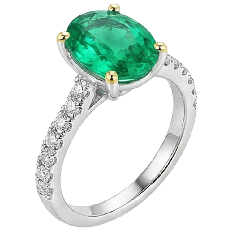 Émeraude Fine Bague Pierre de Couleur – vue d'angle