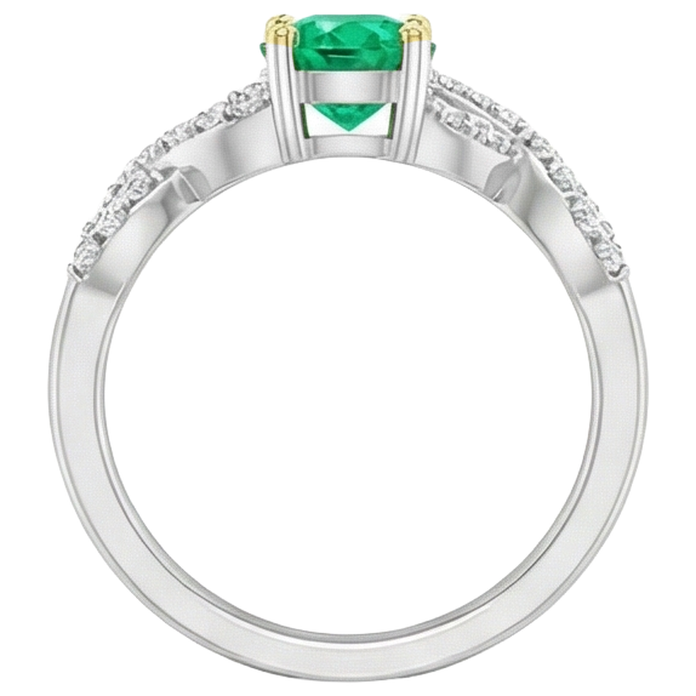 Émeraude Fine Bague Pierre de Couleur 1 carats Or Deux Tons 14 Carats – vue arrière