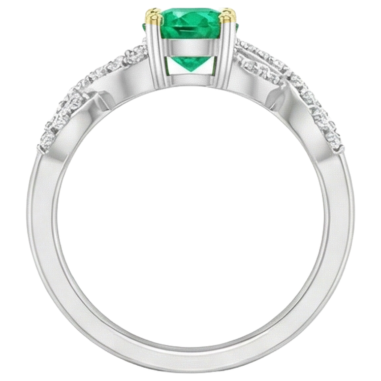 Émeraude Fine Bague Pierre de Couleur 1 carats Or Deux Tons 14 Carats – vue arrière