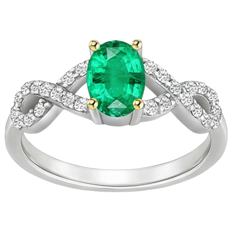 Étincelant Bague Pierre de Couleur 1 carats – vue de face
