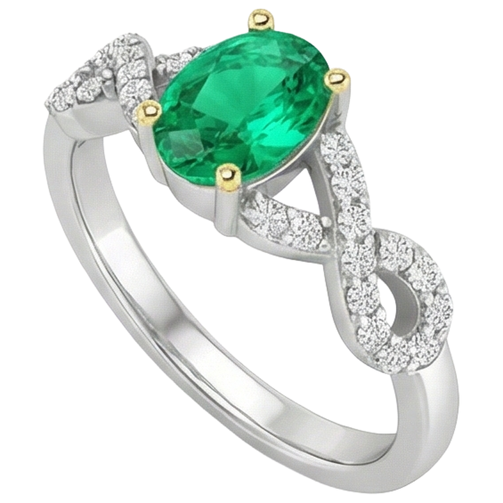 Émeraude Fine Bague Pierre de Couleur – vue de côté