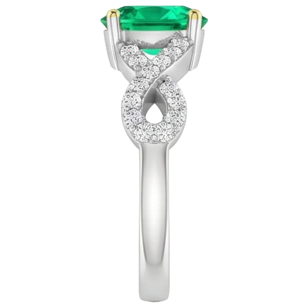 Émeraude Fine Taille Ovale Bague Pierre de Couleur en Or Deux Tons 14 Carats – vue de dessus
