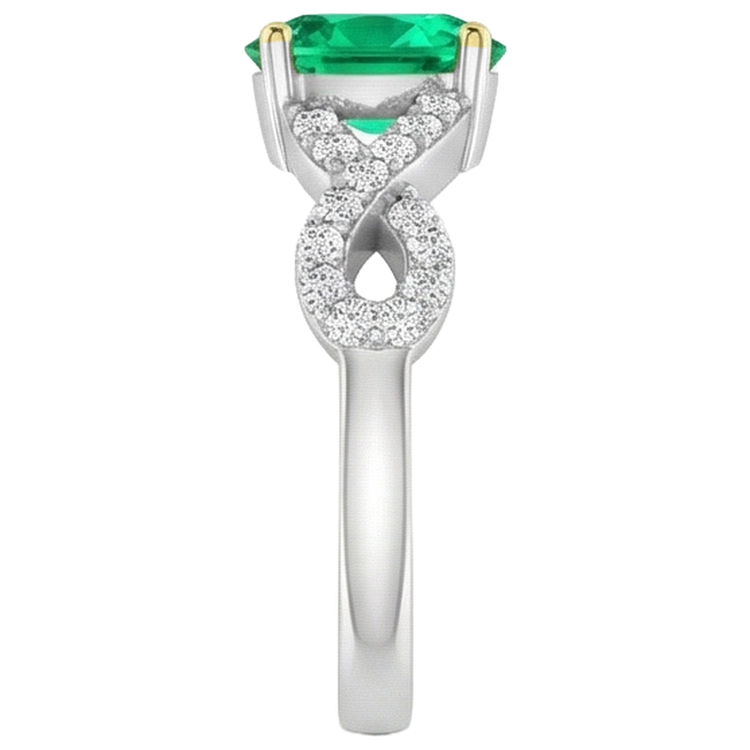 Émeraude Fine Taille Ovale Bague Pierre de Couleur en Or Deux Tons 14 Carats – vue de dessus