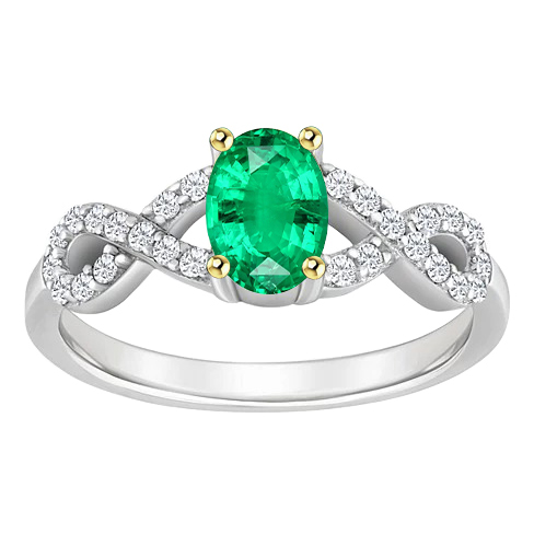 Étincelant Émeraude Fine Bague Pierre de Couleur 1 carats – vue principale
