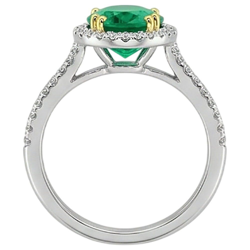 Émeraude Fine Bague Pierre Précieuse 4-carats Or Deux Tons 14 Carats – vue arrière