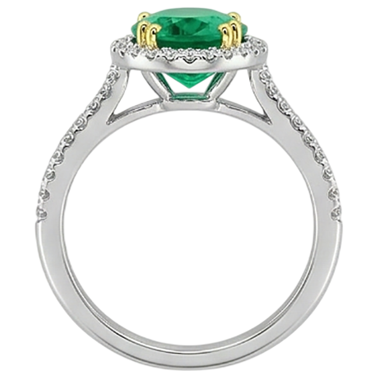 Émeraude Fine Bague Pierre Précieuse 4-carats Or Deux Tons 14 Carats – vue arrière