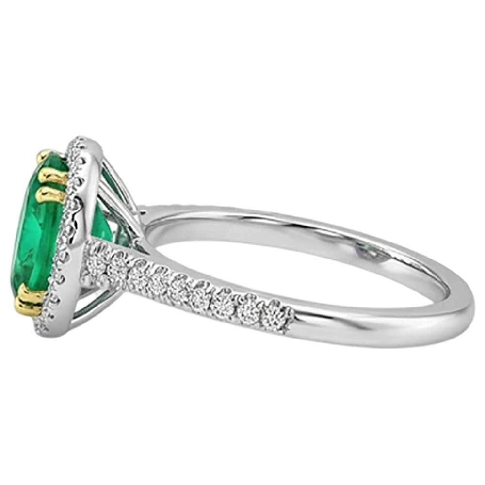 Fait à la main Émeraude Fine Bague Pierre Précieuse 4 carats – vue de profil