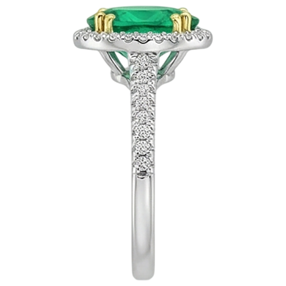 Bague Pierre Précieuse Or Deux Tons 14 Carats avec Émeraude Fine – vue de dessus
