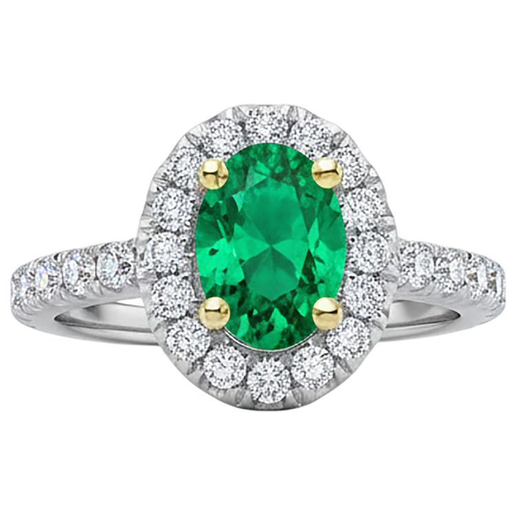 Émeraude Colombienne Bague avec Gemme 2,50 carats Or 14K Bicolore – vue de côté
