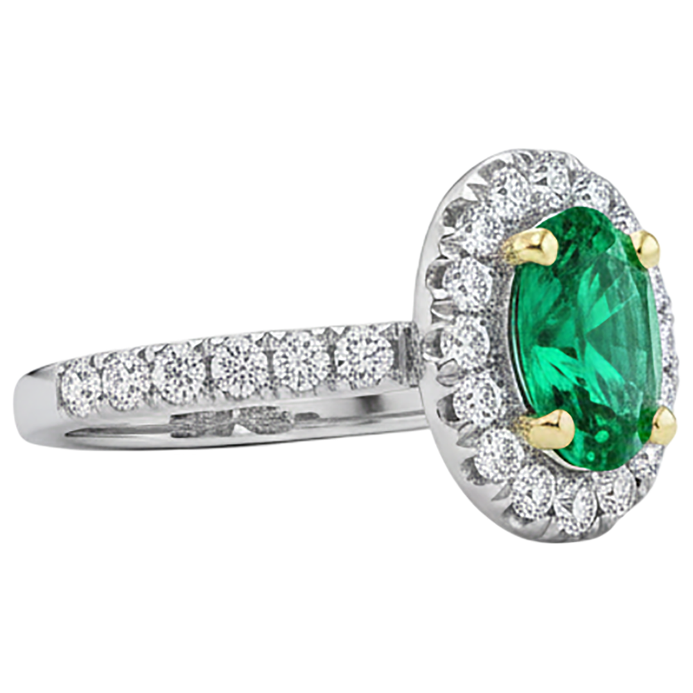 Émeraude Colombienne Bague avec Gemme – vue d'angle
