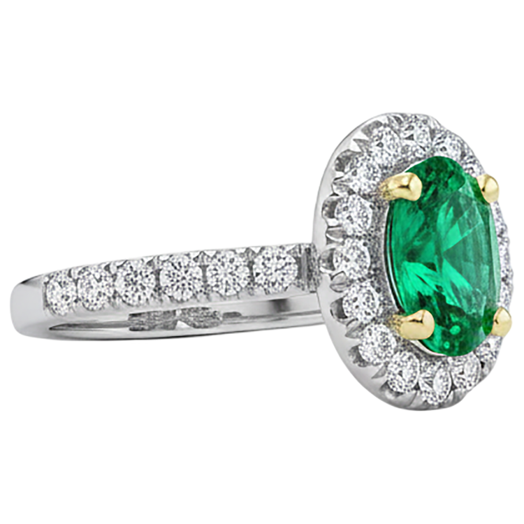 Émeraude Colombienne Bague avec Gemme – vue d'angle