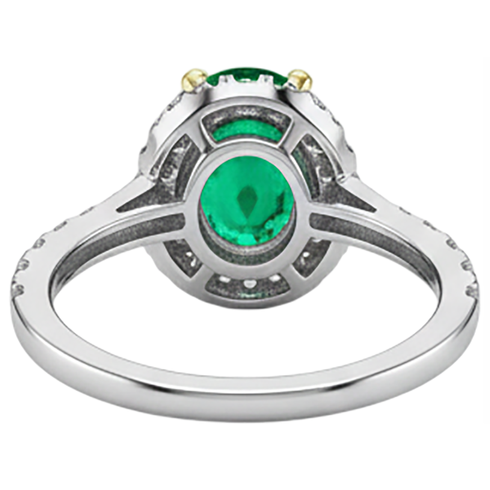 Émeraude Colombienne Bague avec Gemme 2,50 carats Or 14K Bicolore – vue arrière