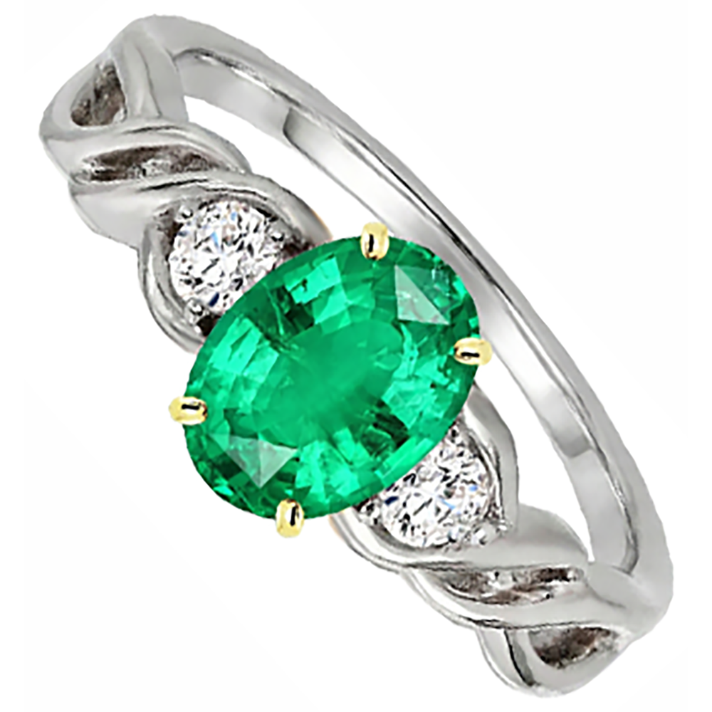 Émeraude Bague Pierre de Couleur – vue d'angle