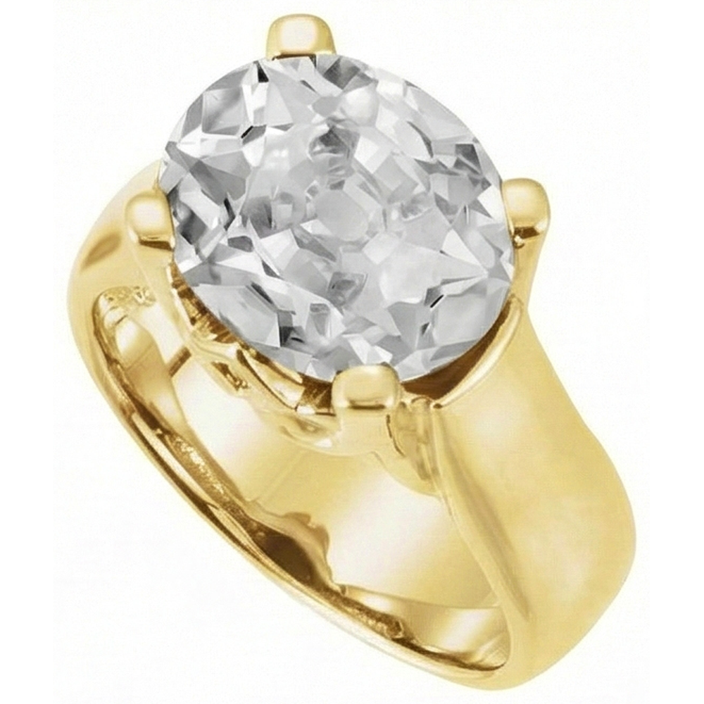 Diamant Coussin Antique Solitaire de Fiançailles en Or Jaune 14 Carats – vue de face