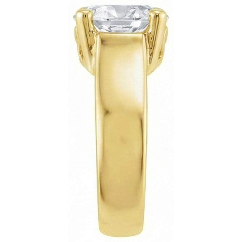 Coussin Antique Diamant bague en Or Jaune 14 Carats – vue de profil