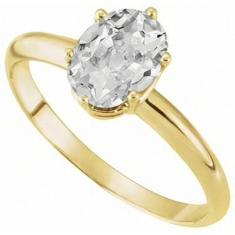 Diamant Solitaire de Fiançailles 4-carats Or Jaune 14 Carats – vue de face