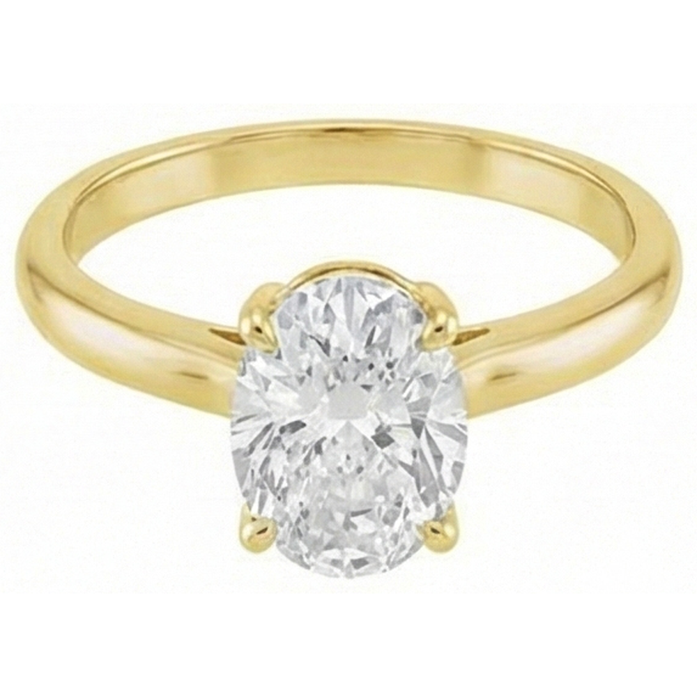 Diamant Solitaire de Fiançailles 4-carats Or Jaune 14 Carats – vue de côté