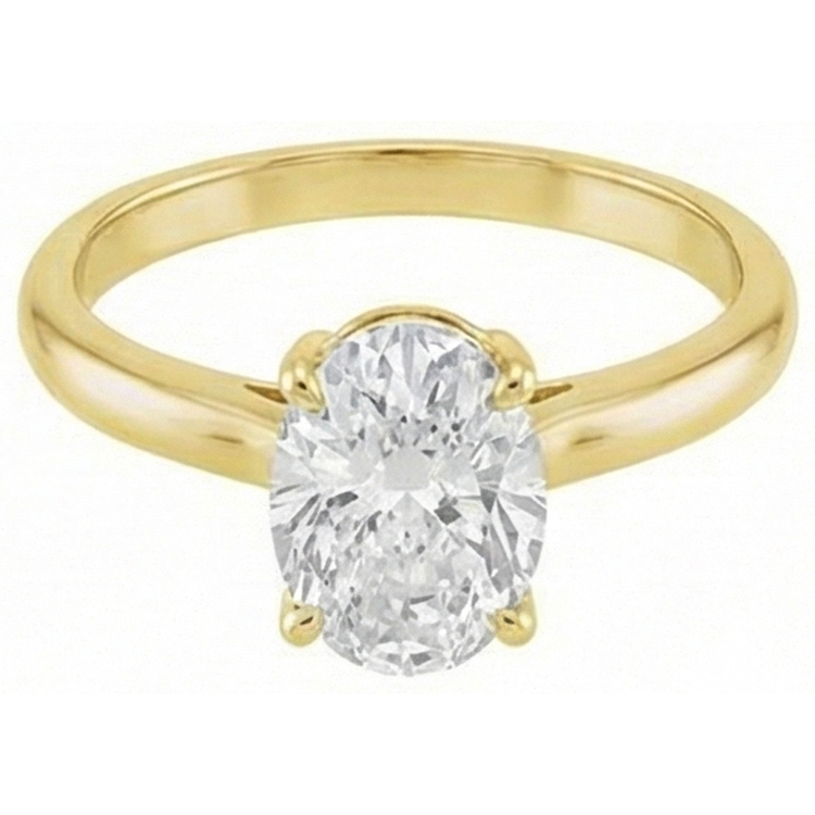 Diamant Solitaire de Fiançailles 4-carats Or Jaune 14 Carats – vue de côté