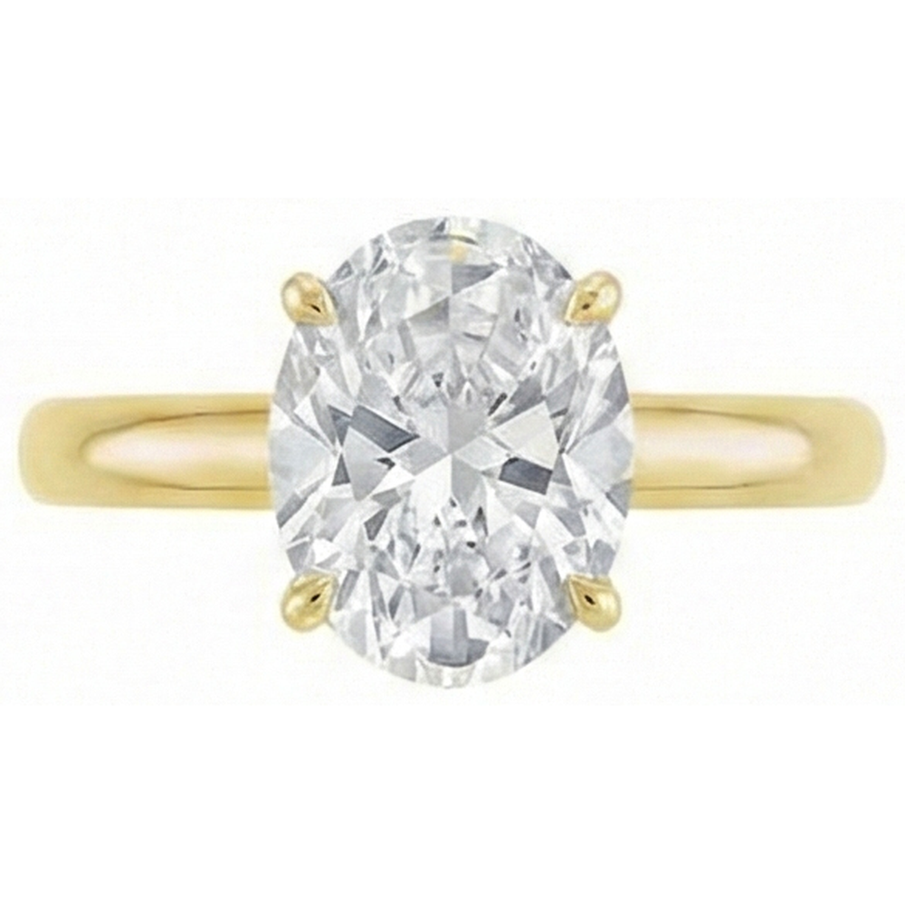 Diamant Solitaire de Fiançailles 4 carats Or Jaune 14 Carats – vue de profil