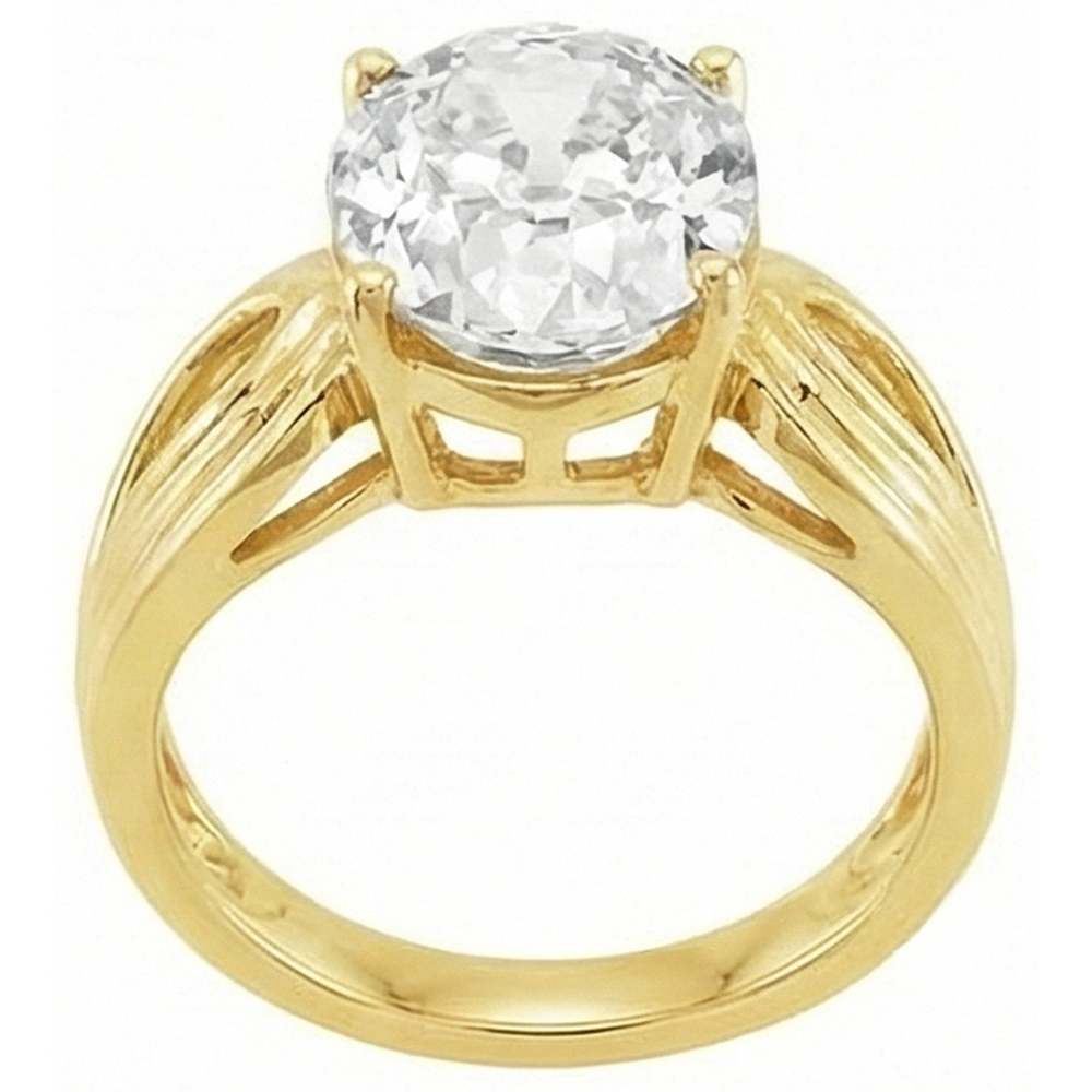 Bague Mono-Pierre Or Jaune 14 Carats avec Brillant – vue de côté