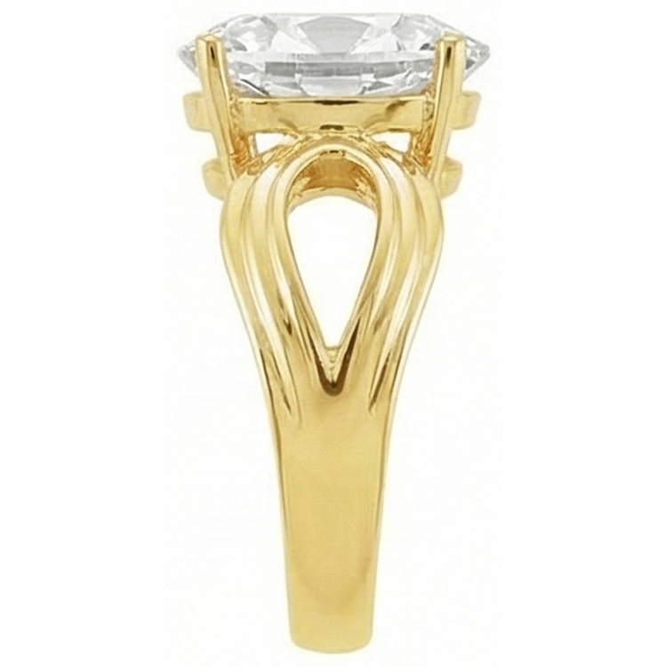 Bague Mono-Pierre Or Jaune 14 Carats avec Brillant – vue de dessus