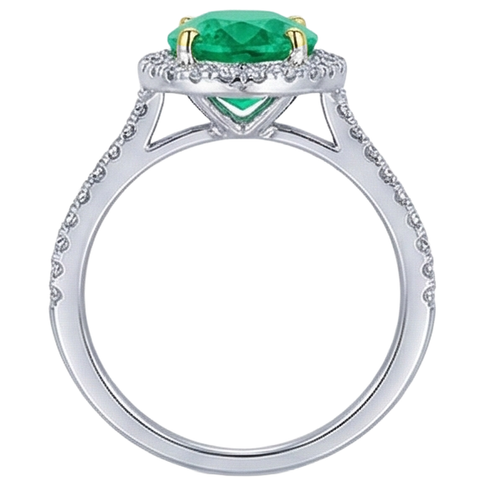 Émeraude Fine Bague Pierre Précieuse 3,50-carats Or Deux Tons 14 Carats – vue arrière