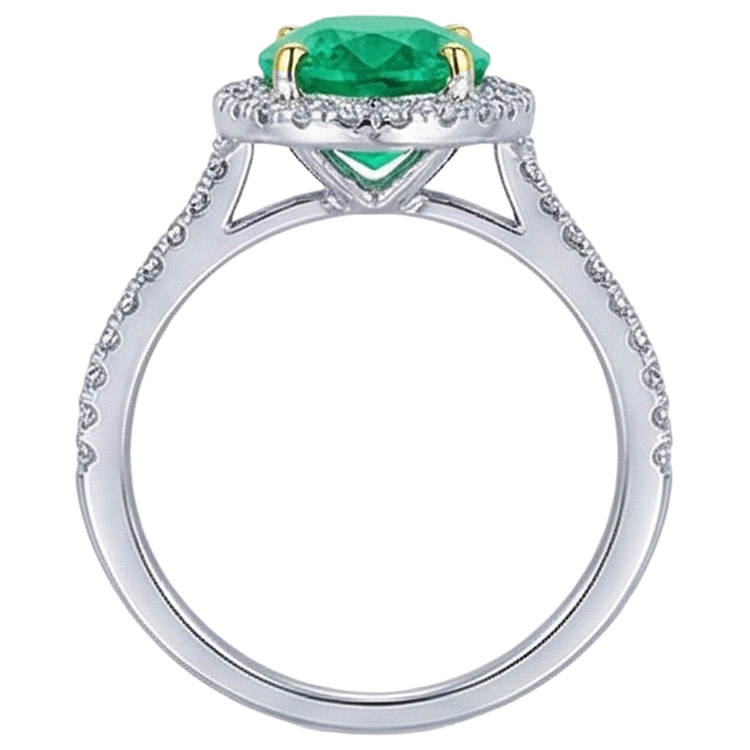 Émeraude Fine Bague Pierre Précieuse 3,50-carats Or Deux Tons 14 Carats – vue arrière